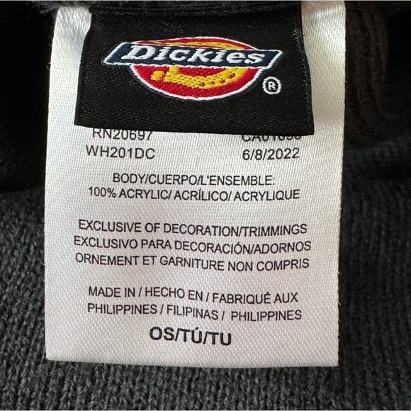 DICKIES ! 4” Cuffed Knit Beanie Charcoal Grey OS NEW - Picture 4 of 4